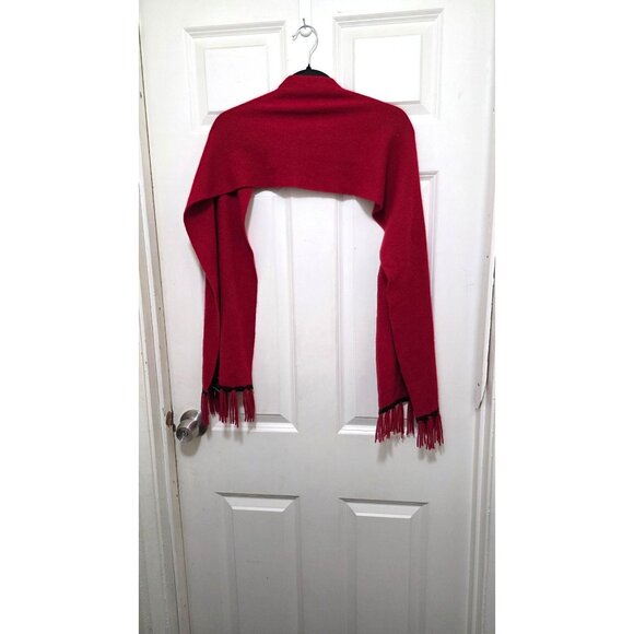Ann Taylor Red Cashmere & Wool Fringe Scarf 58% Cashmere 28% Wool 19% Silk 12x70 - Picture 3 of 6
